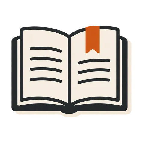 An open handbook with a bookmark.